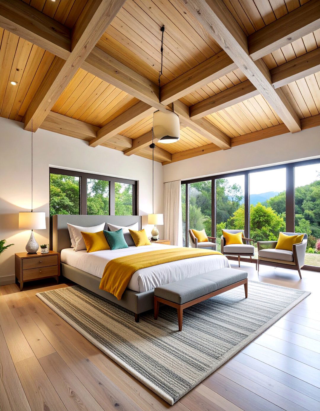Bedroom with Asymmetrical Ceiling Treatments - 25 Asymmetrical Balance Interior Design Ideas