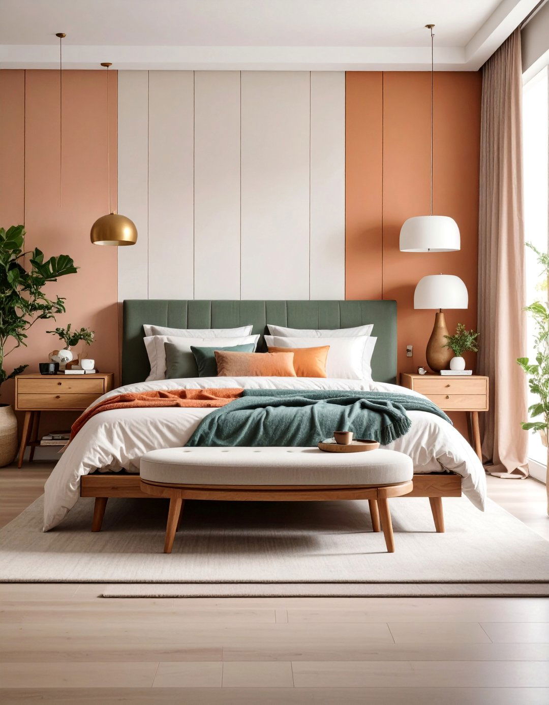 Bedroom with Mismatched Bedside Tables - 25 Asymmetrical Balance Interior Design Ideas