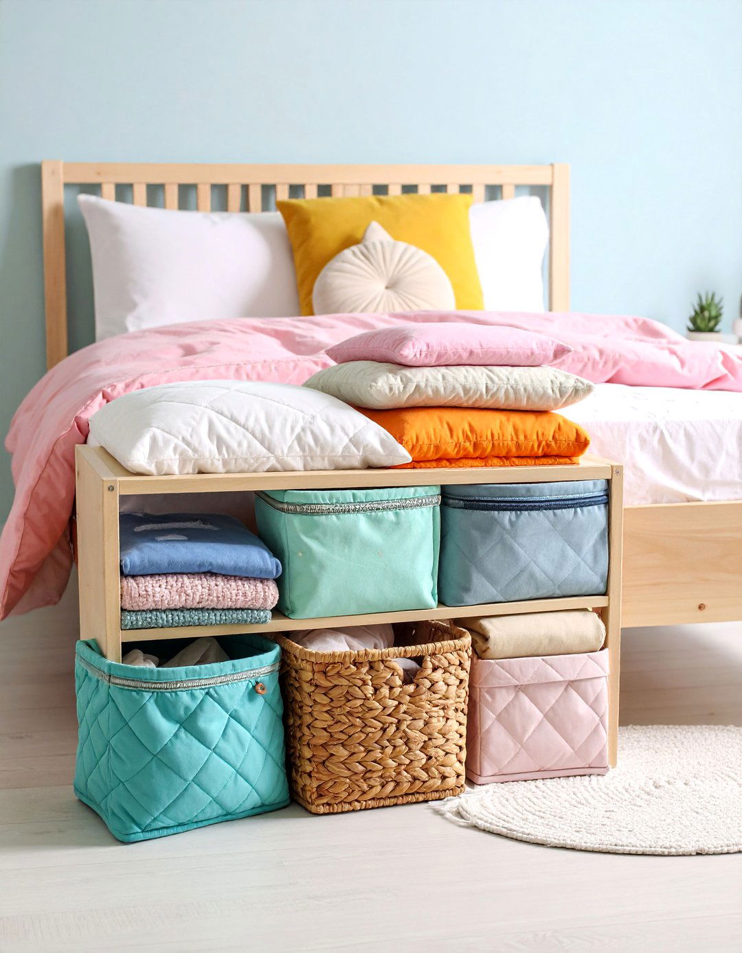Bedside Pocket Organizers for Mattress Side Storage - 25 small bedroom storage ideas