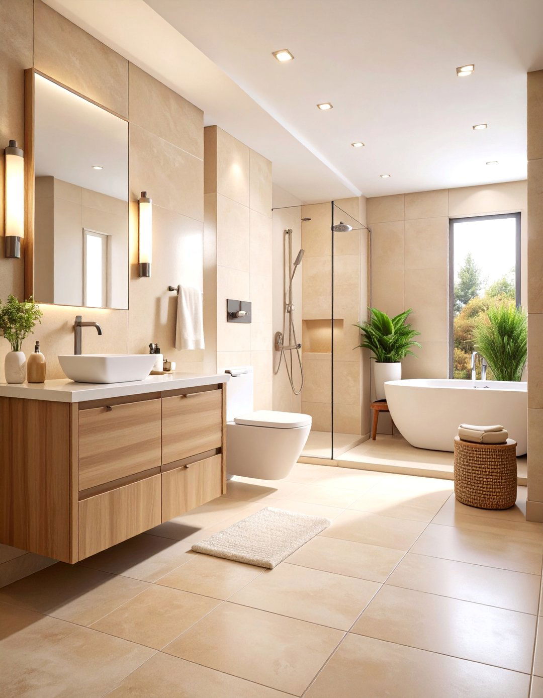 Beige Accessibility Comfort Design - 25 Beige Bathroom Ideas
