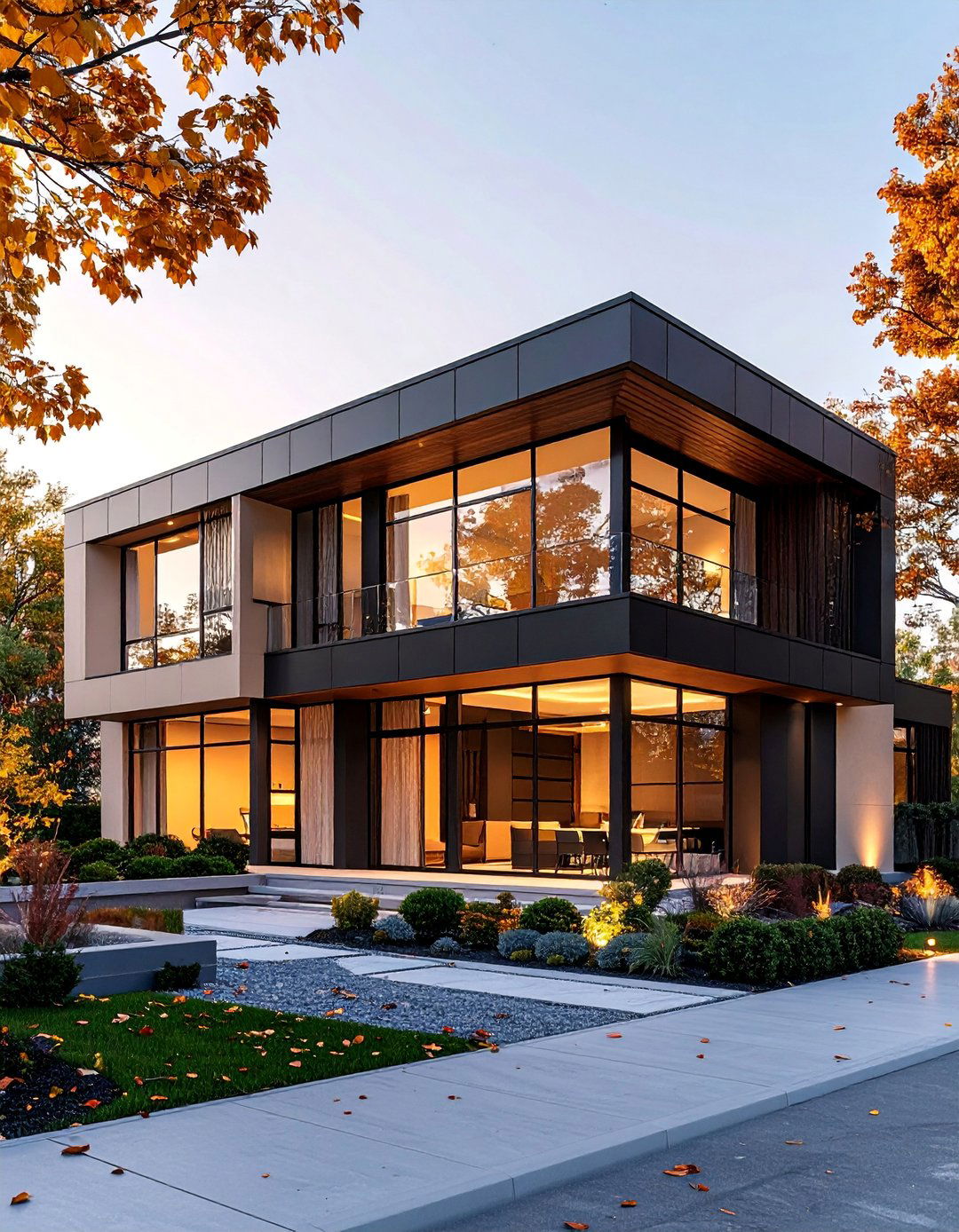 Beige Contemporary with Black Metal Cladding Accent - 25 beige and black house exterior ideas