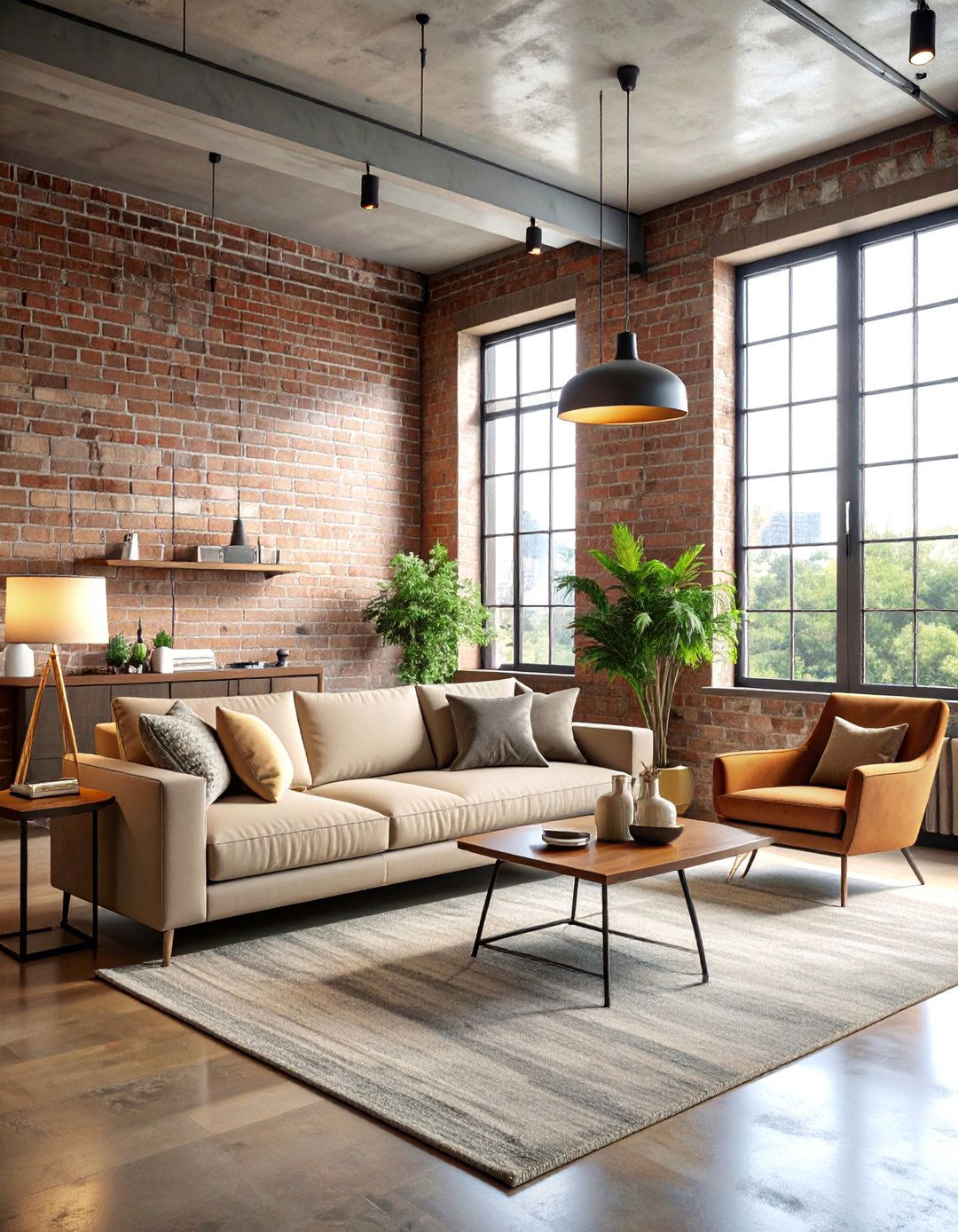 Beige Living Room with Industrial Accent Elements - 25 Beige Living Room Ideas