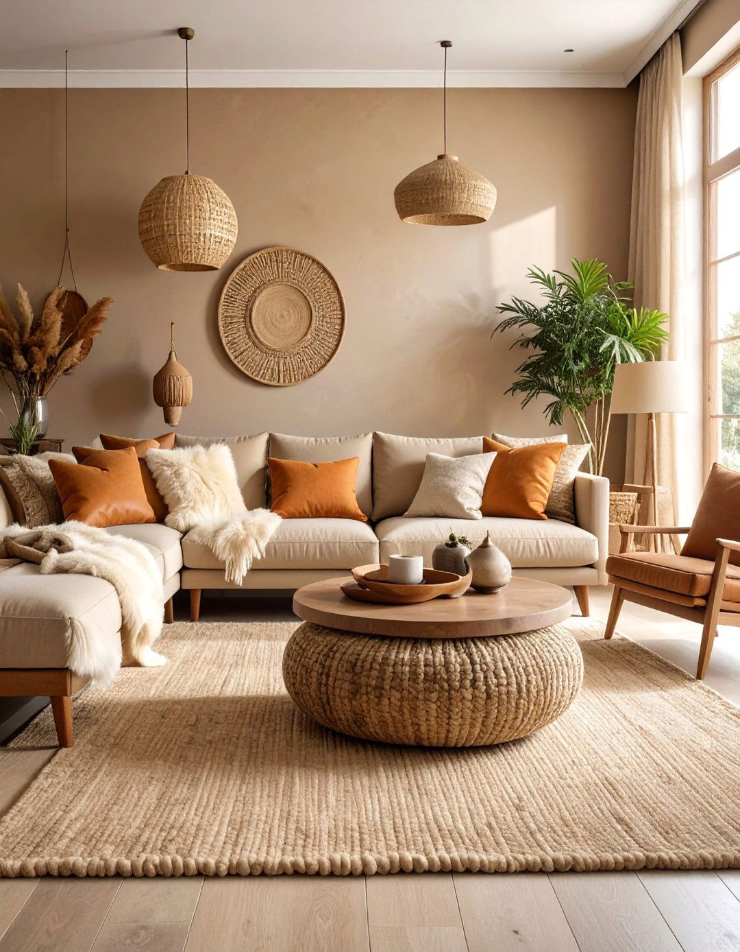 Beige Living Room with Layered Neutral Textures - 25 Beige Living Room Ideas