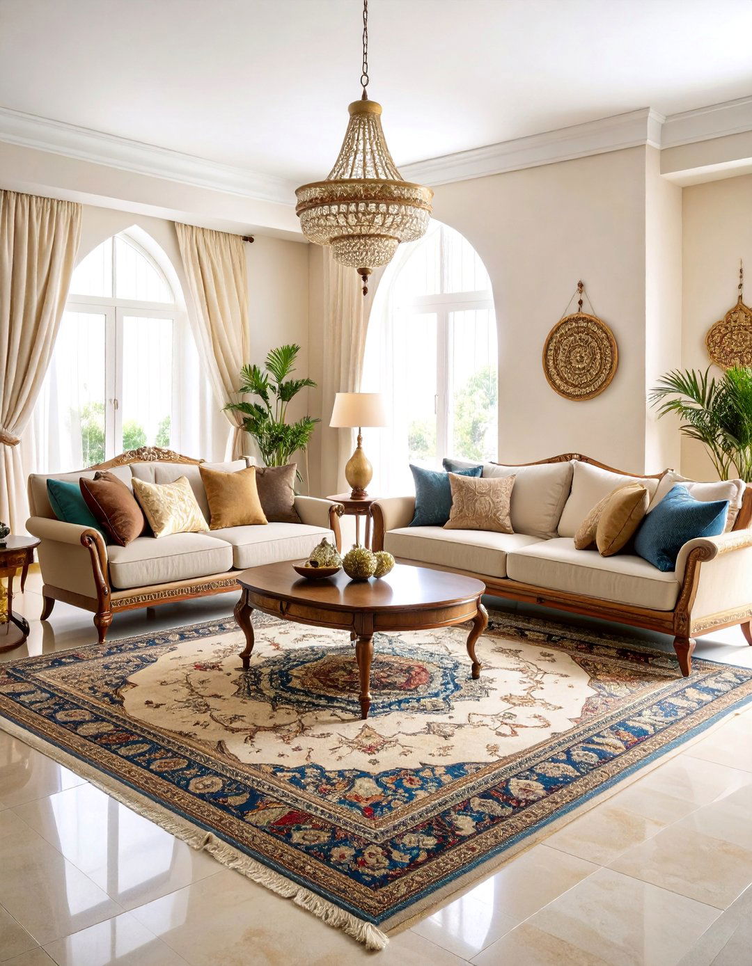 Beige Living Room with Vintage Persian Rugs - 25 Beige Living Room Ideas