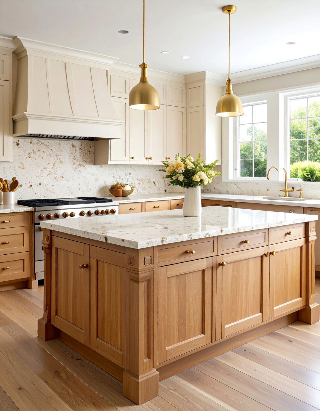 Beige Terrazzo Countertops with Warm Traditional Kitchen - 25 Terrazzo Kitchen Countertops