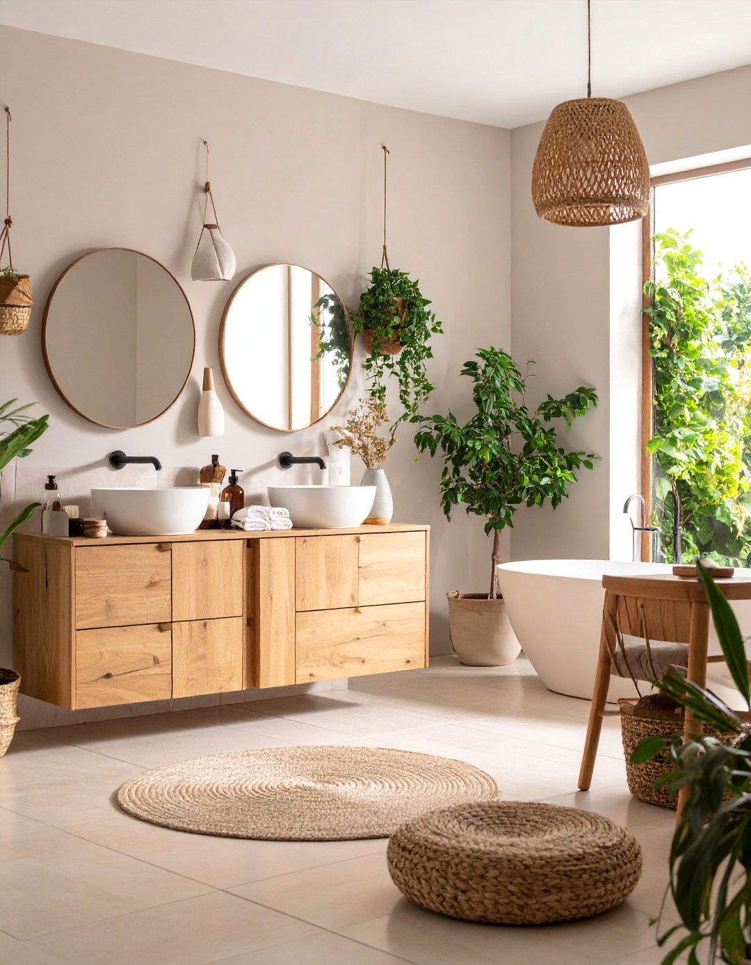 Beige and Natural Wood Harmony - 25 Beige Bathroom Ideas