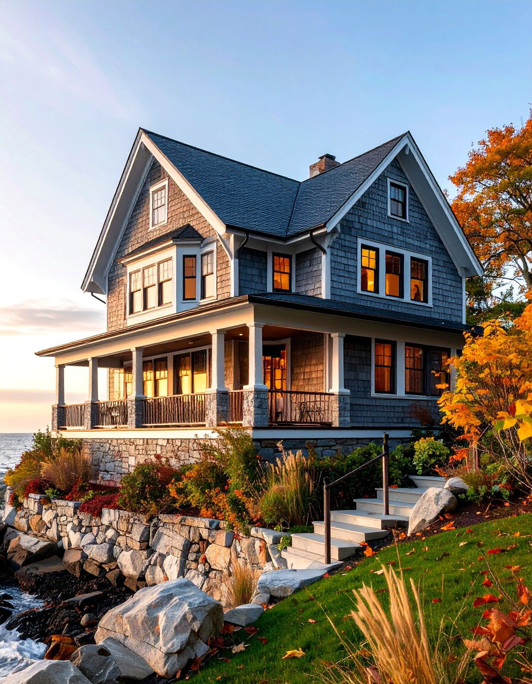 Benjamin Moore Winds Breath Coastal Shingle Style - 25 Off-white Paint Colors for Home Exteriors