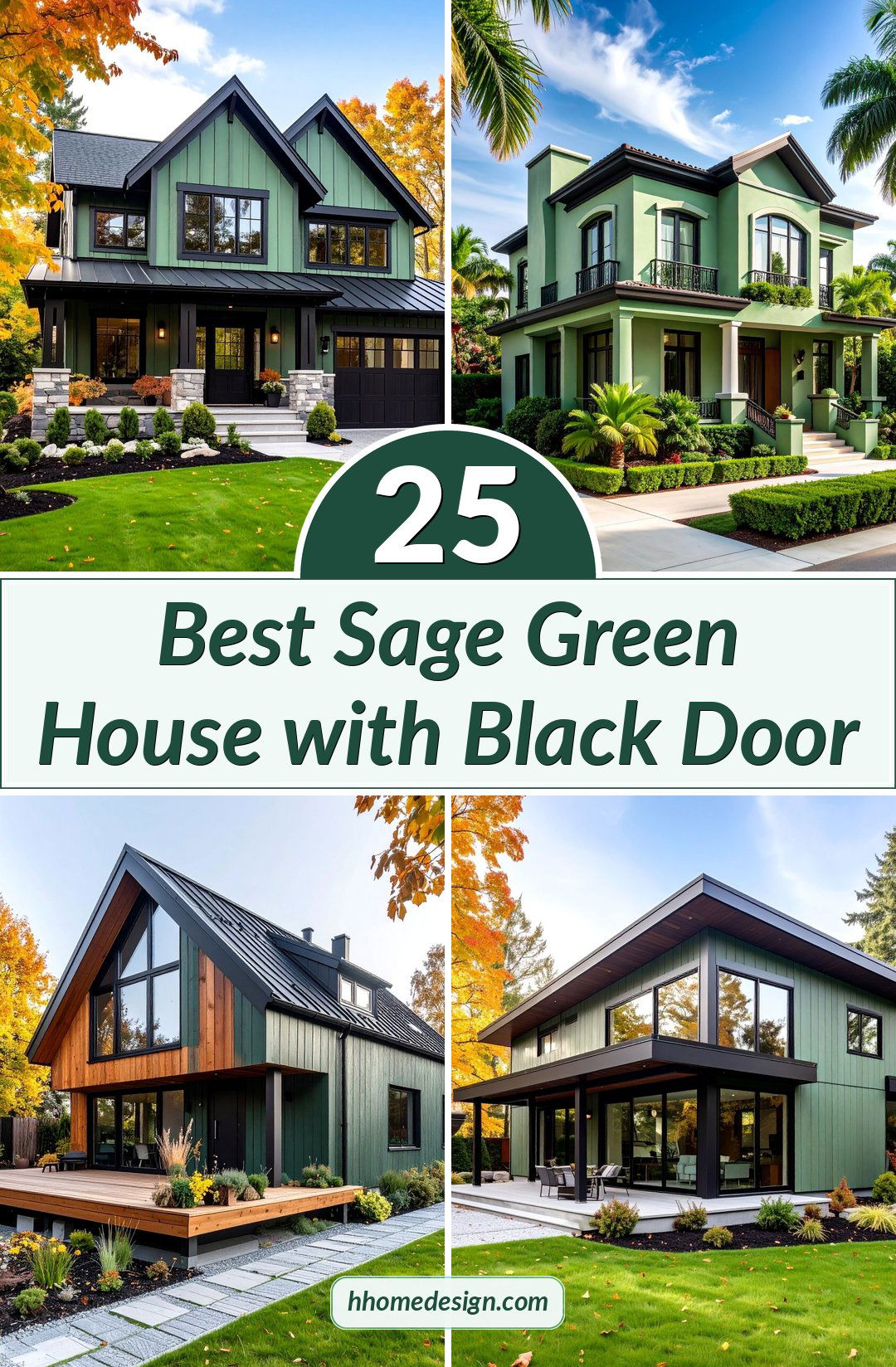 25 Best Sage Green House with Black Door