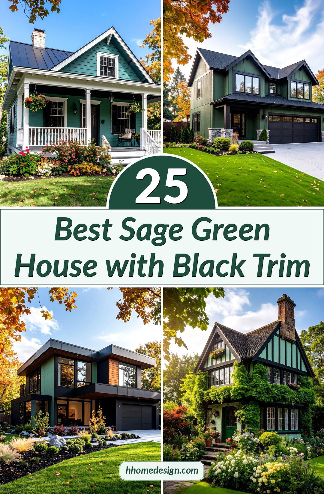 25 Best Sage Green House with Black Trim