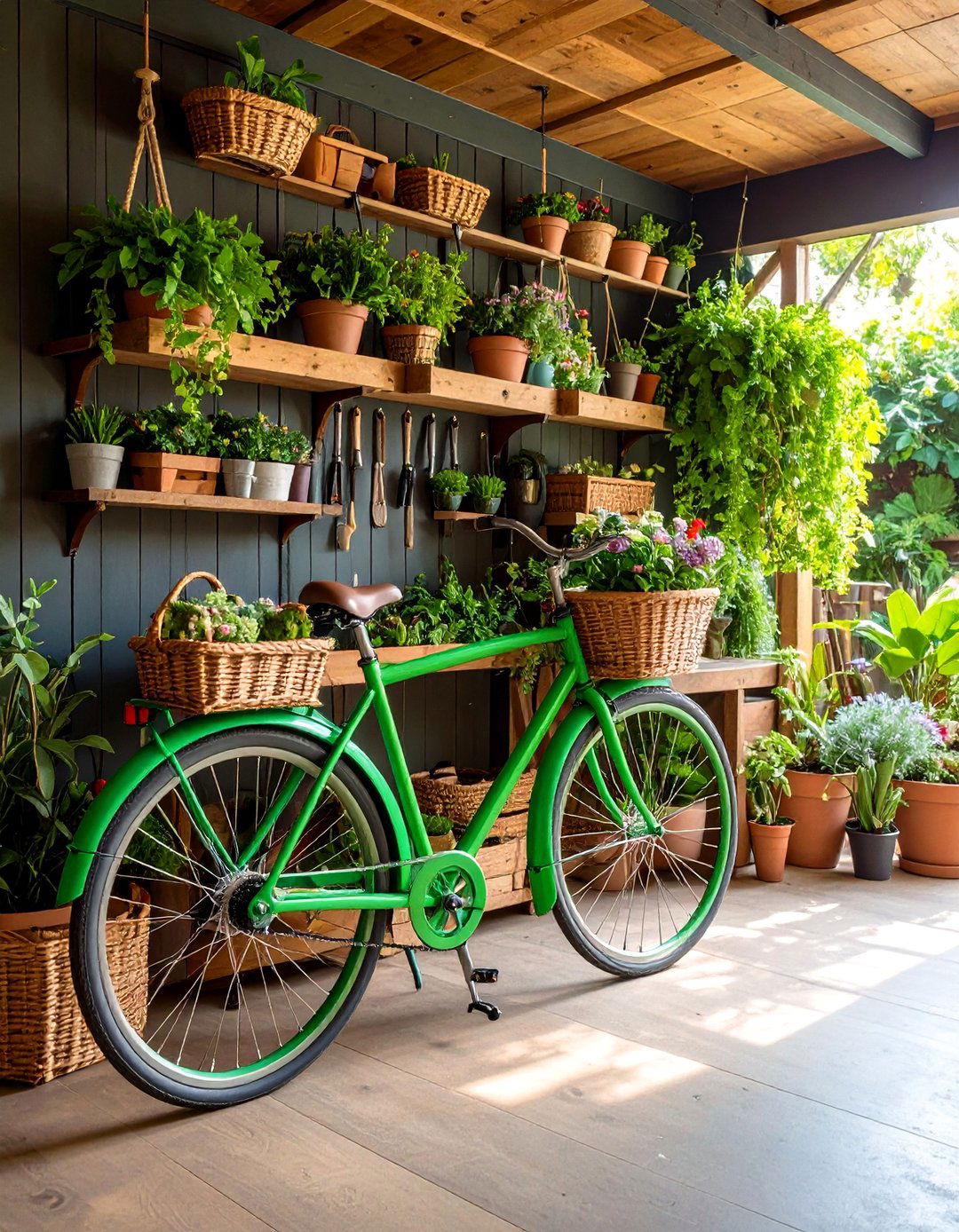 Bicycle Garden Tool Storage Station - 25 Old Bicycle Garden Ideas