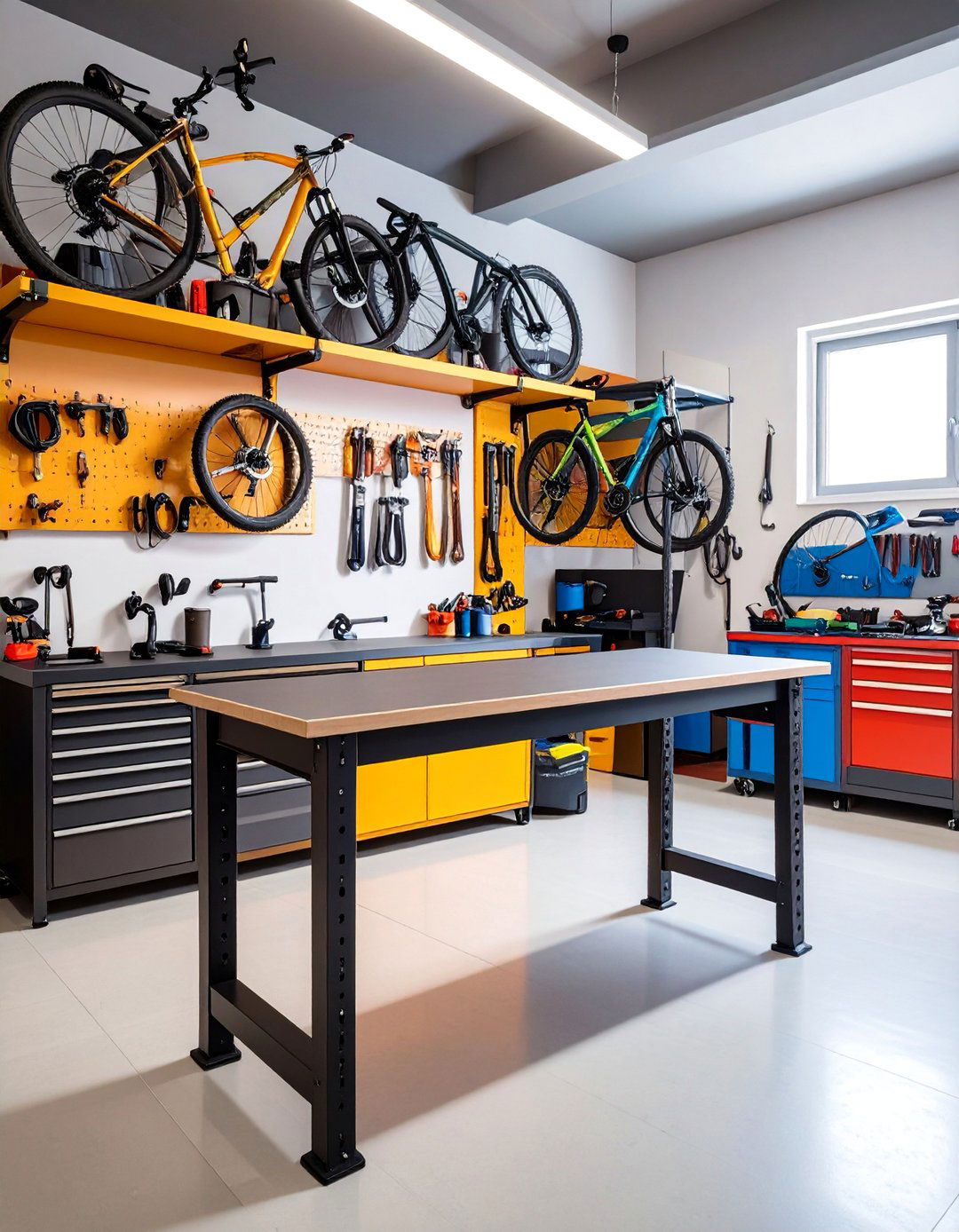Bike Storage Workbench Combination - 25 Garage Bike Storage Ideas