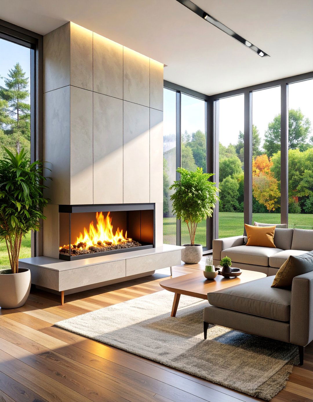 Bioethanol Double Sided Fireplace for Eco Friendly Design - 25 Double-sided Fireplace Ideas