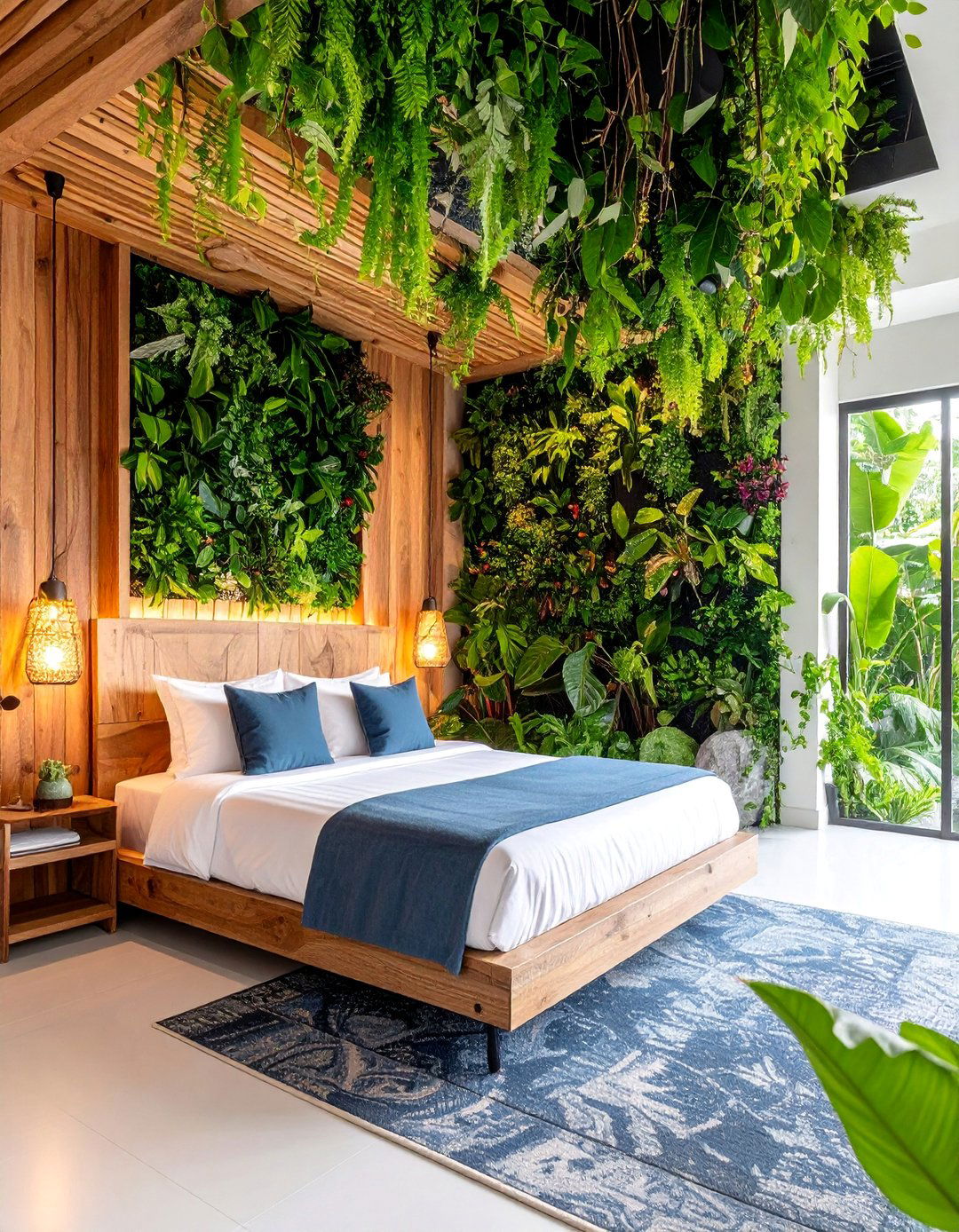 Biophilic Design Hotel Room with Living Walls - 25 Hotel Room Design Ideas