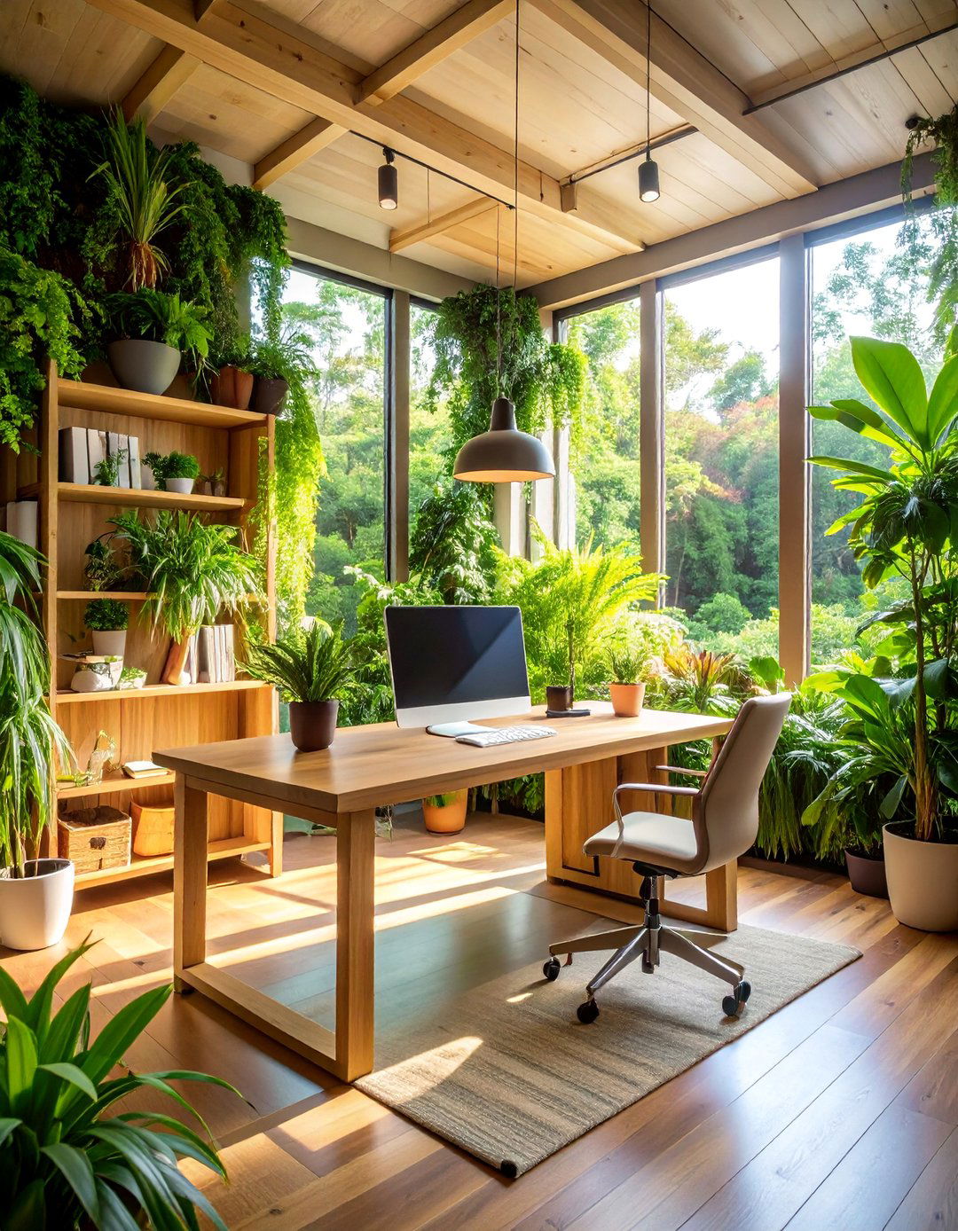 Biophilic Garden Office Nook - 25 Small Home Office Ideas