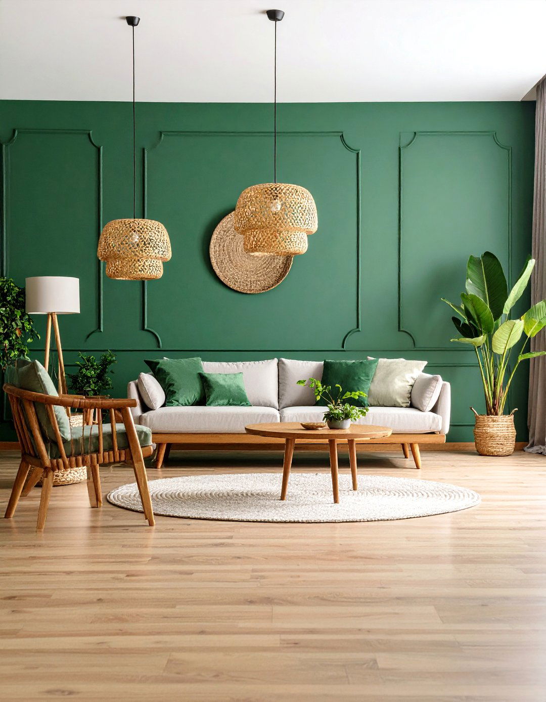 Biophilic Marble Floor Living Room with Indoor Green Wall - 25 Marble Floor Living Room Ideas