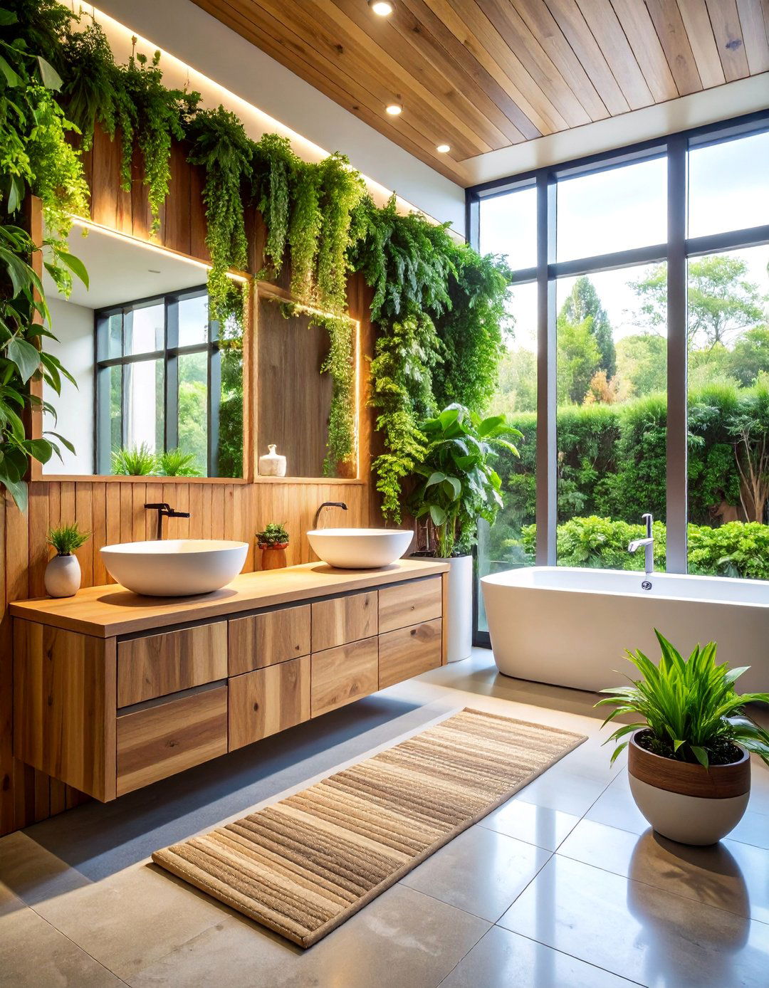 Biophilic Office Bathroom with Living Walls - 25 Office Bathroom Ideas