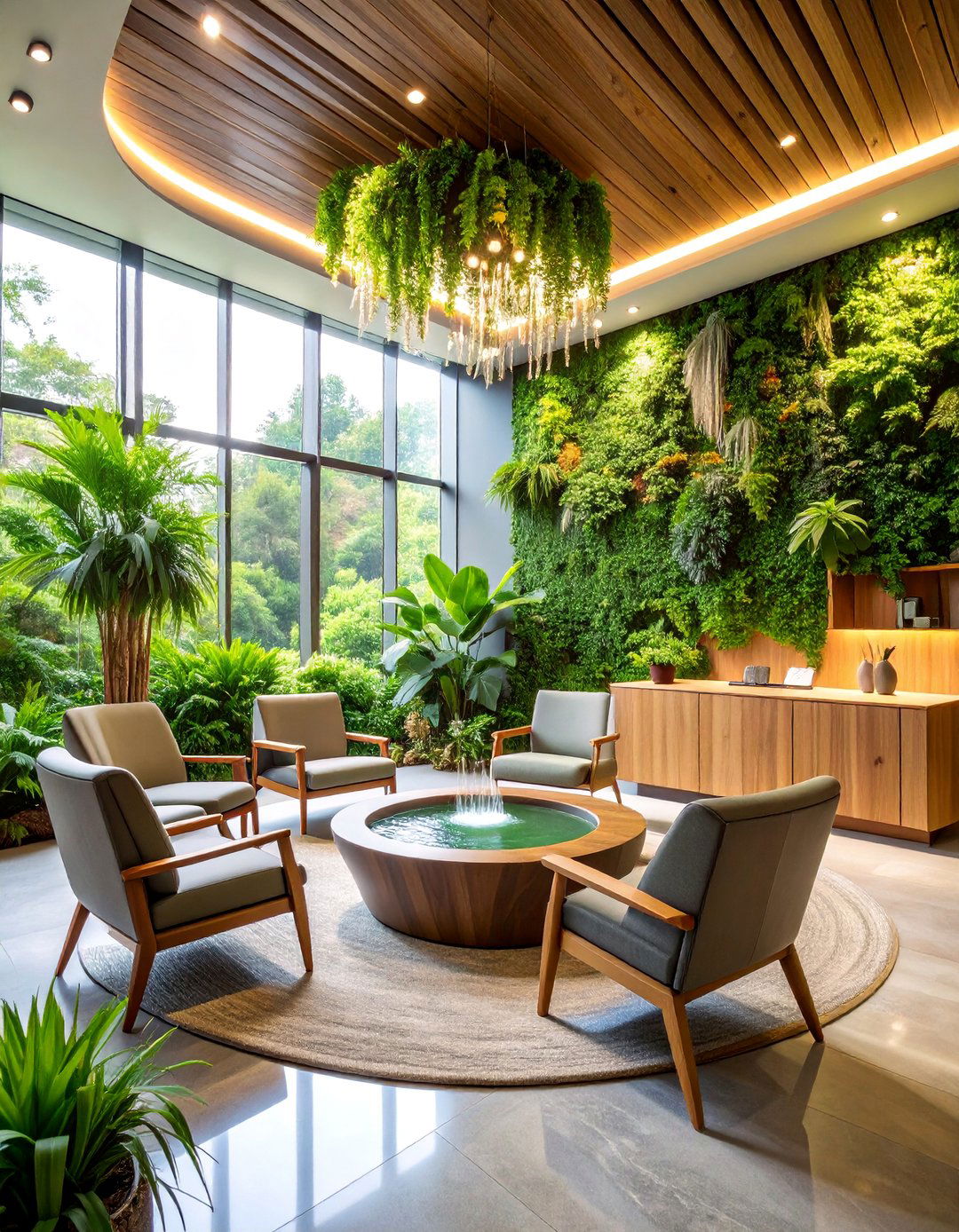 Biophilic Therapist Room with Living Green Wall - 25 Therapist Room Ideas