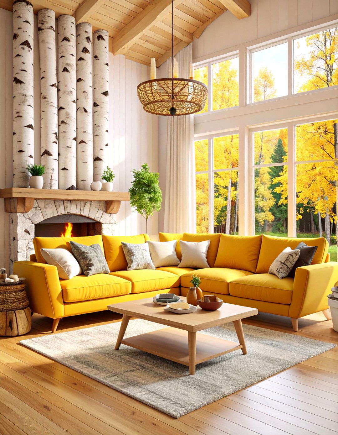 Birch Wood Mantel with Paper Bark Character - 25 Wood Mantel Ideas