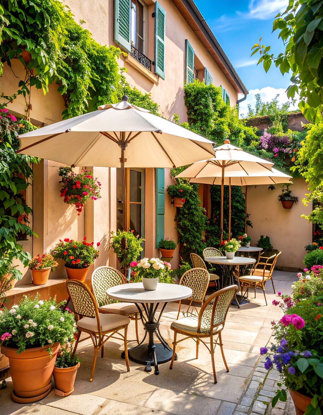 Bistro Style Back Porch with Cafe Atmosphere - 25 Back Porch Ideas