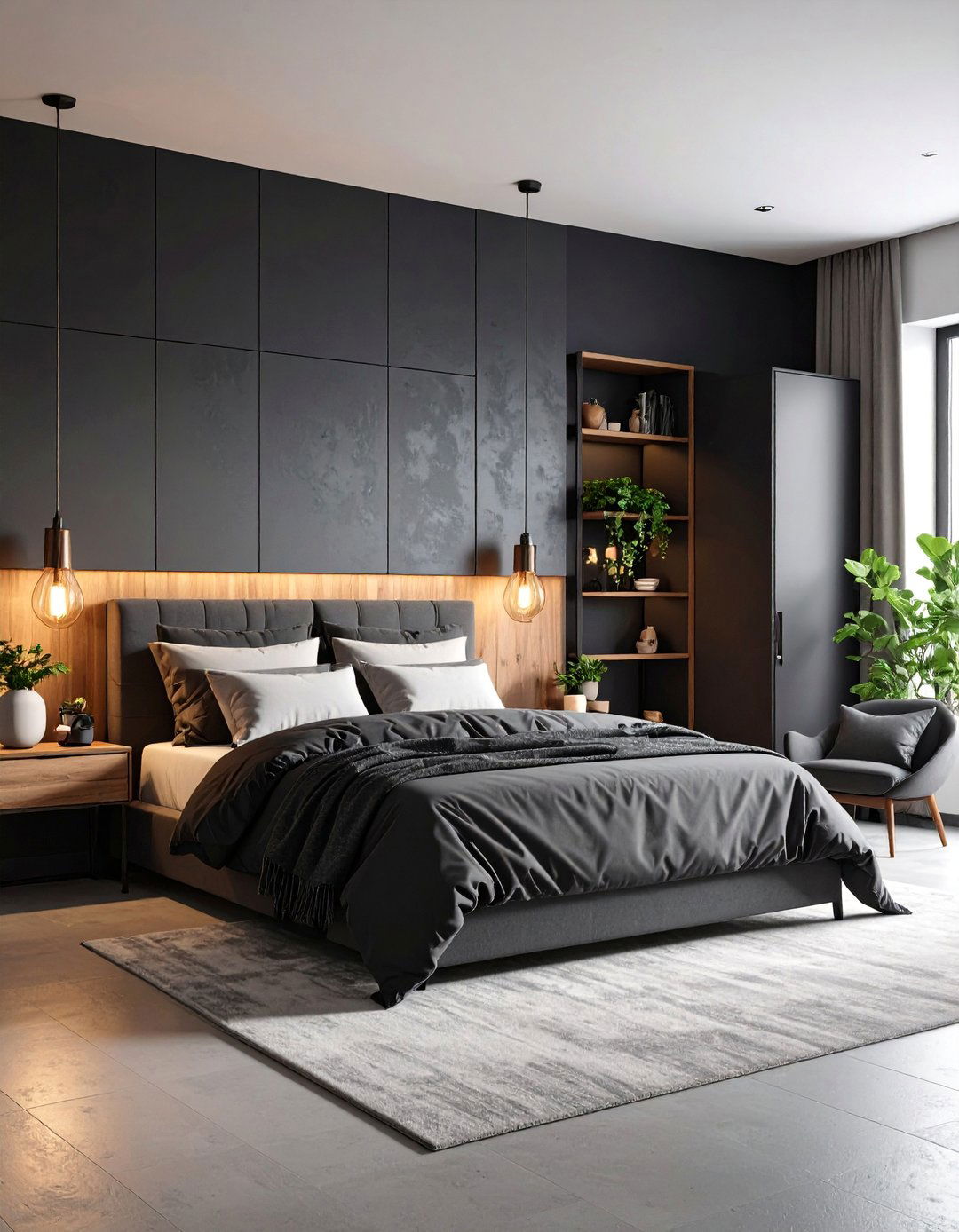 Black Basement Bedroom with Cozy Ambiance - 25 black basement ideas