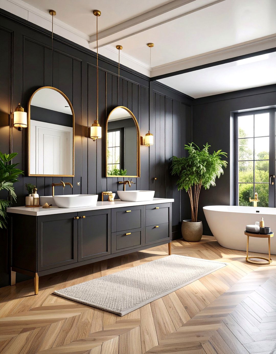 Black Beadboard Powder Room Drama - 25 Beadboard Wall Ideas