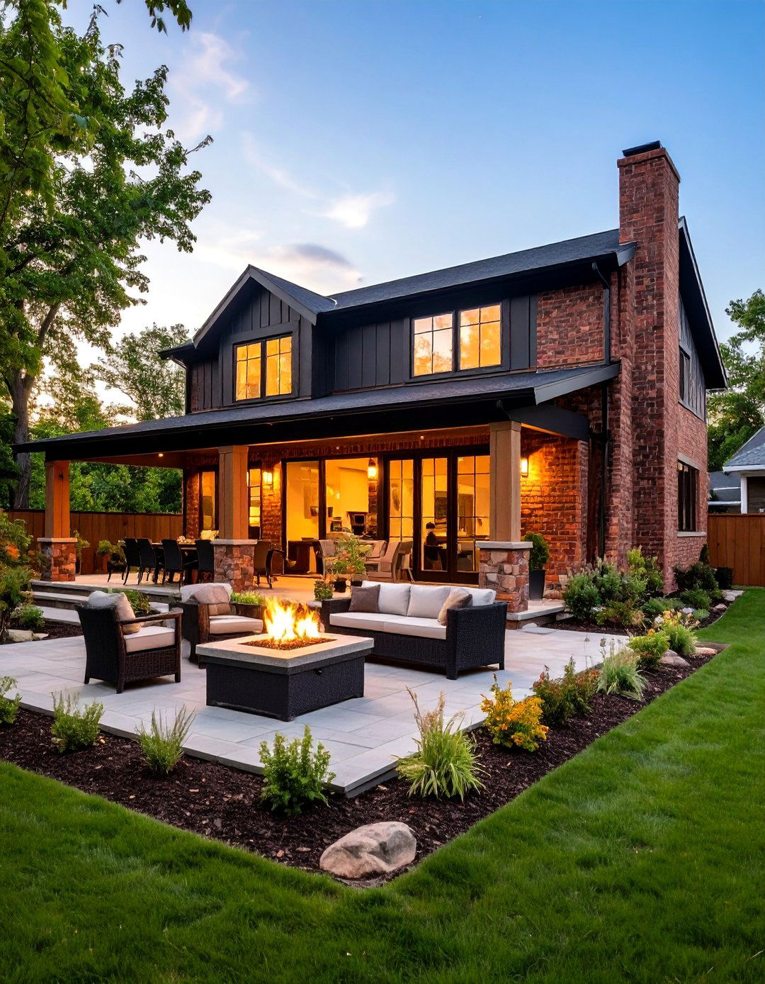 Black Brick House with Integrated Outdoor Living