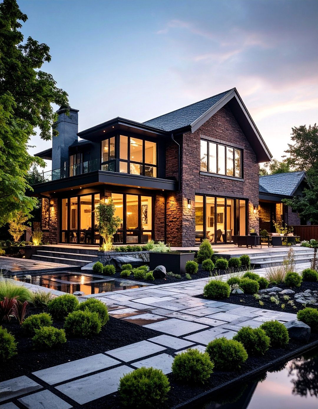 Black Brick House with Landscape Integration - 25 Black Brick House Exteriors