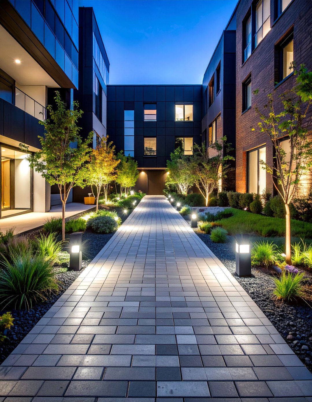 Black Brick Walkway with Smart Technology Integration - 25 Black Brick Walkway Ideas