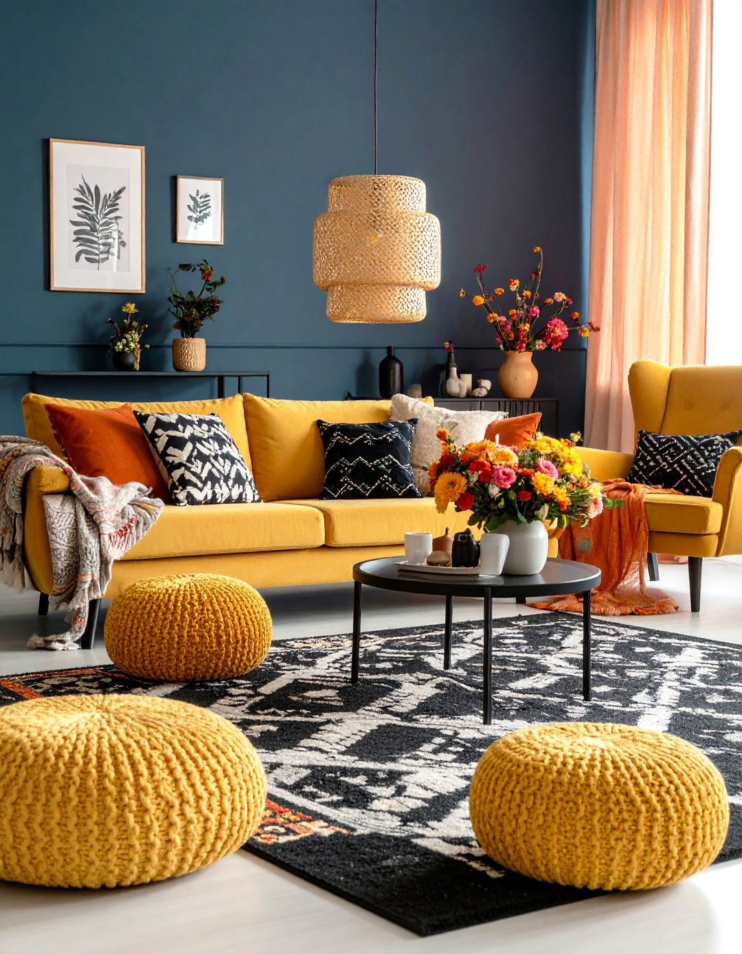 Black Carpet Living Room with Seasonal Adaptability - 25 Black Carpet Living Room Ideas