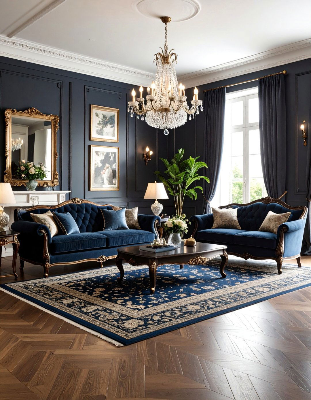 Black Carpet with French Country Elegance - 25 Black Carpet Living Room Ideas