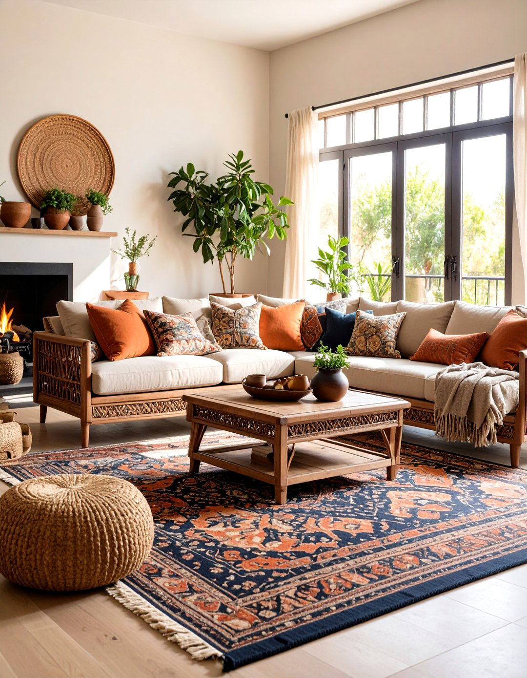 Black Carpet with Mediterranean Influences - 25 Black Carpet Living Room Ideas