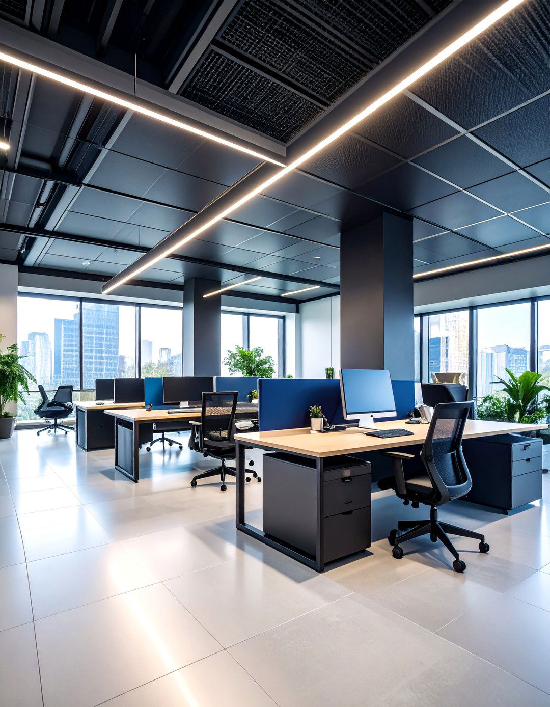 Black Ceiling Tiles in Professional Commercial Office - 25 black ceiling ideas