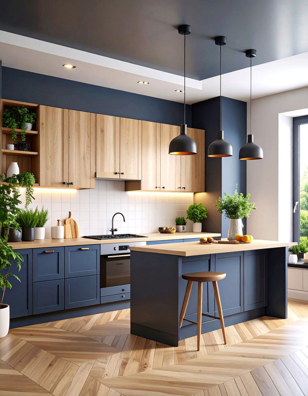 Black Ceiling in Scandinavian Style Kitchen - 25 black ceiling ideas