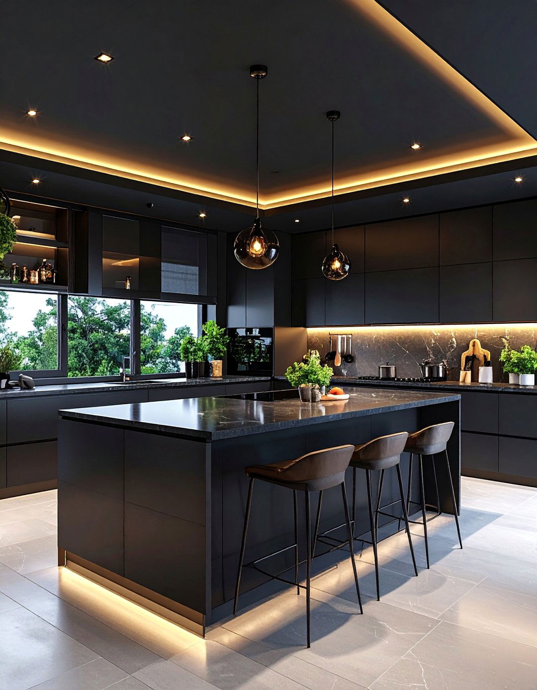 Black Ceiling with Integrated LED Lighting Systems - 25 black ceiling ideas