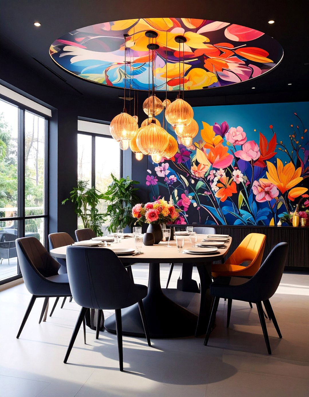 Black Ceiling with Painted Murals or Artistic Details - 25 black ceiling ideas