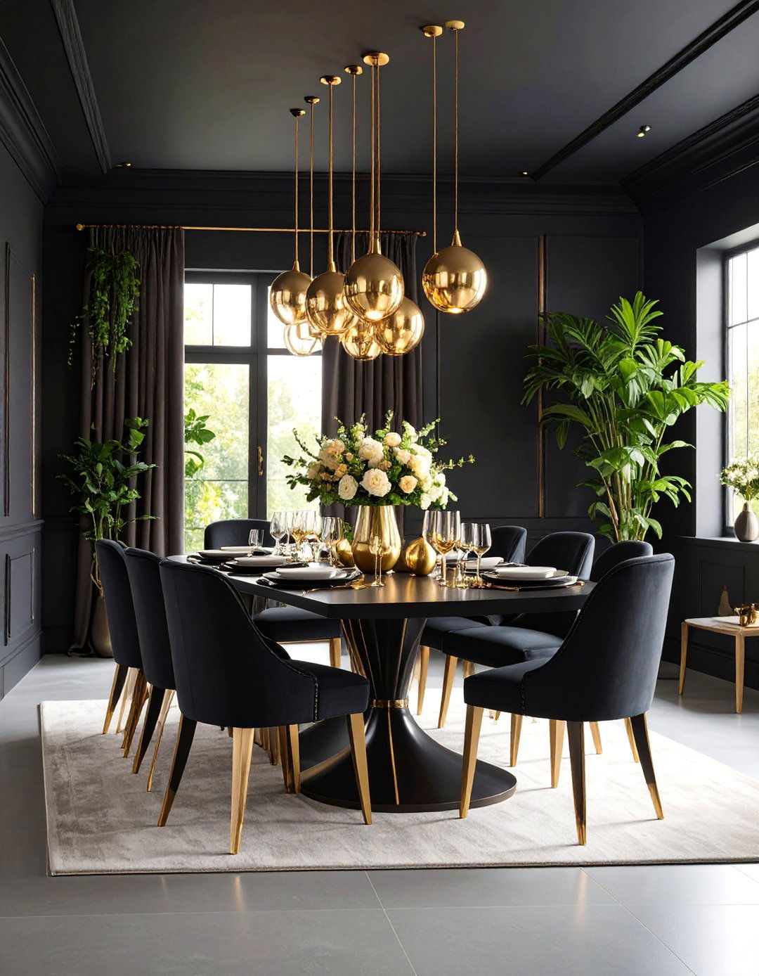 Black Ceiling with Stunning Metallic Accents - 25 black ceiling ideas