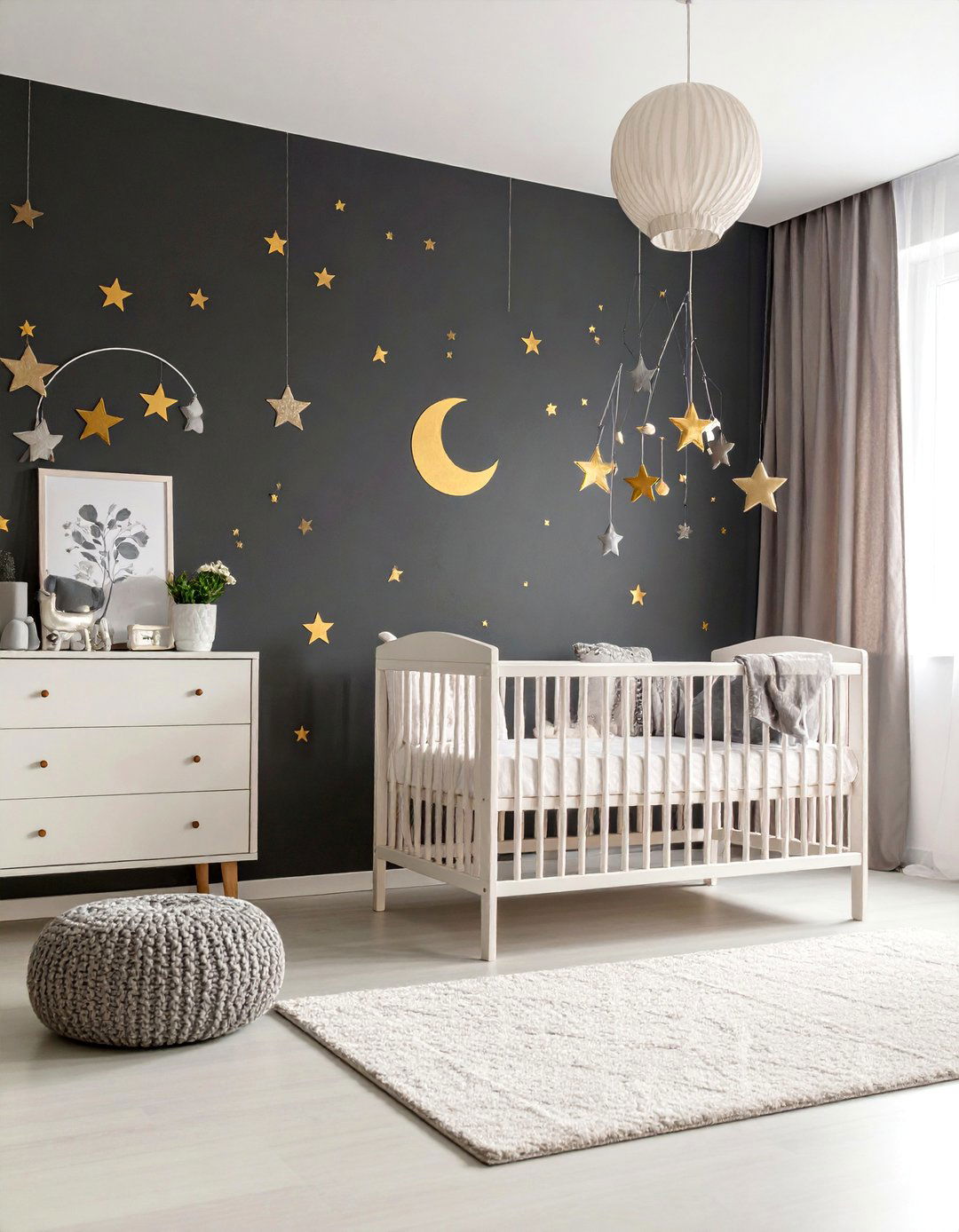 Black Celestial Accent Wall Nursery - 25 Black Nursery Ideas