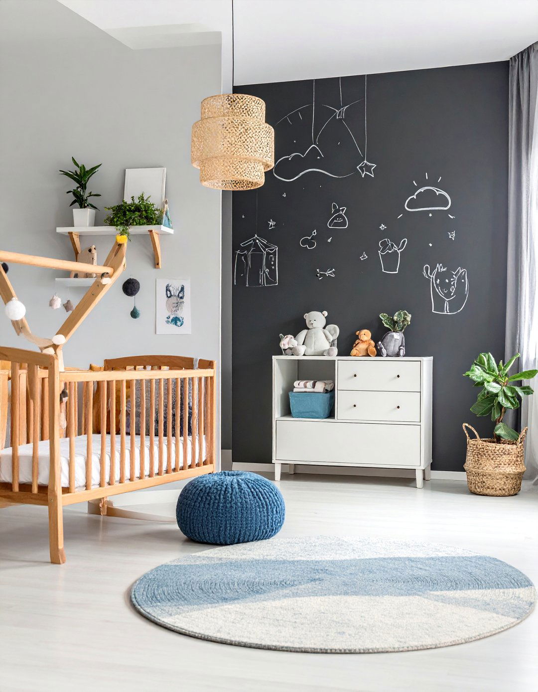 Black Chalkboard Accent Wall Interactive Space - 25 Black Nursery Ideas