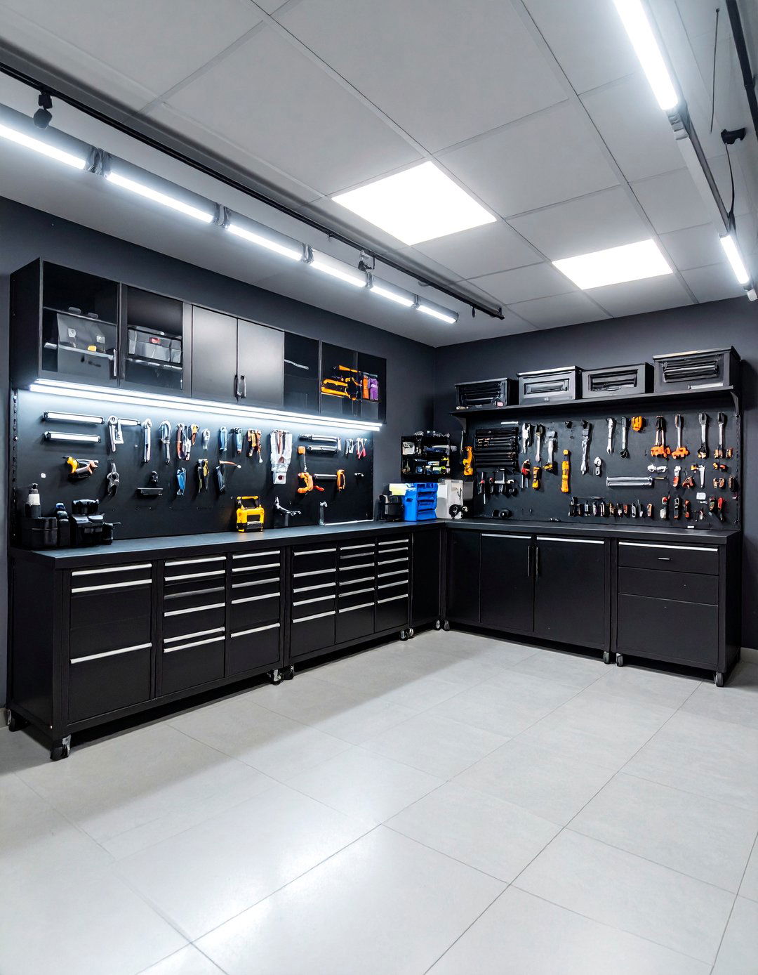 Black Collection Display and Hobby Room - 25 Black Garage Ideas