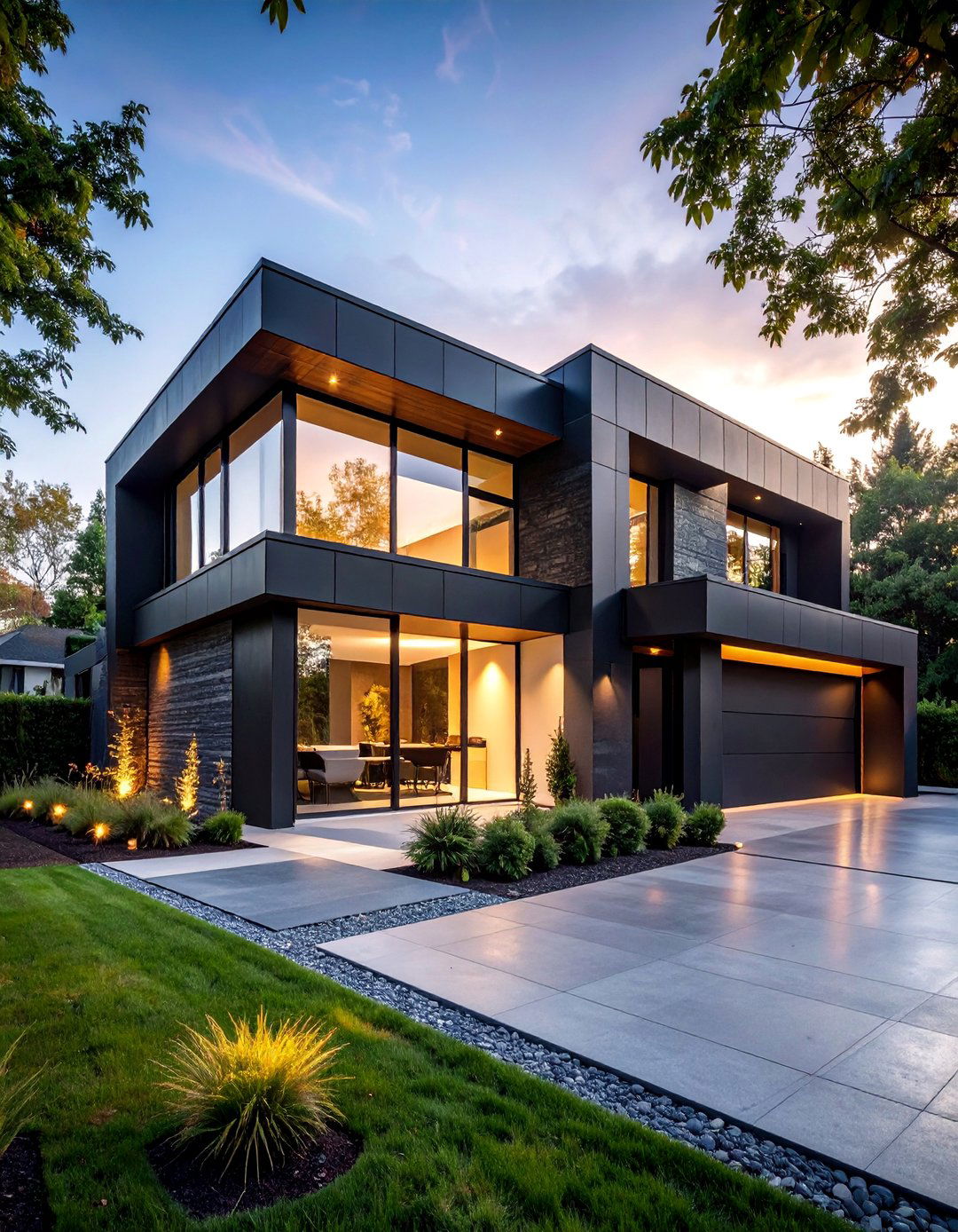 Black Concrete Block Architecture - 25 Modern Black Houses
