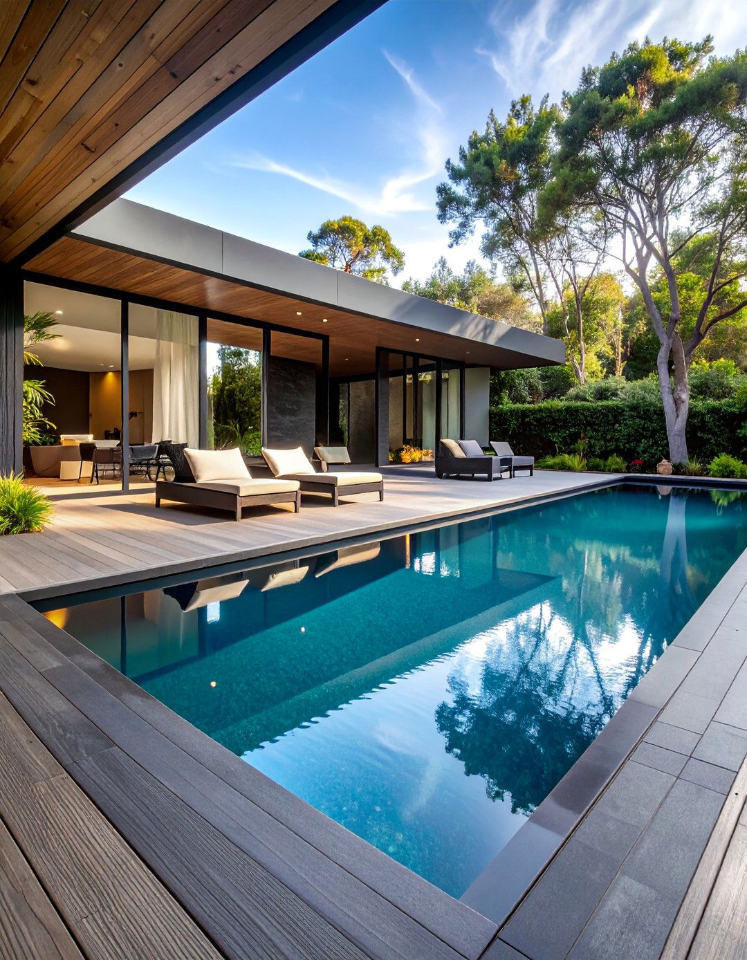Black Concrete Patio with Pool Deck Integration - 25 black concrete patio ideas