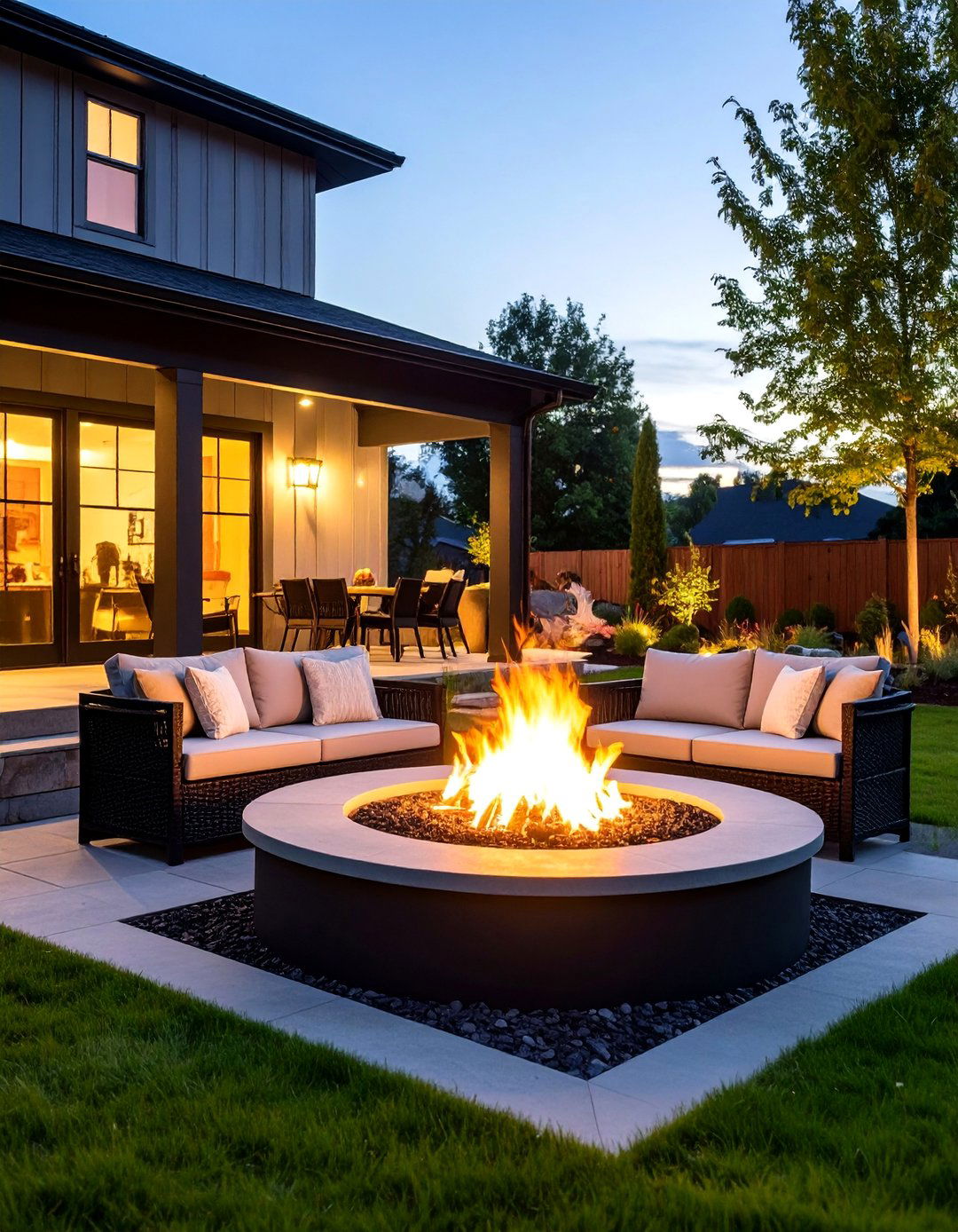 Black Deck with Built in Fire Features - 25 Black Deck Ideas