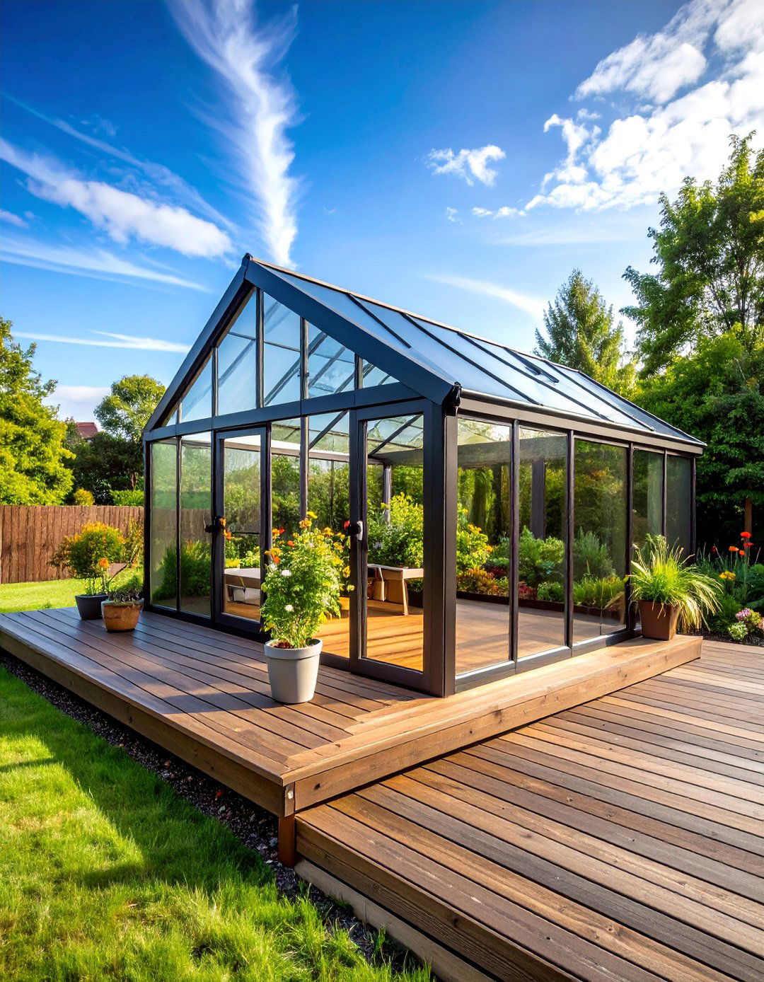 Black Deck with Greenhouse Integration - 25 Black Deck Ideas