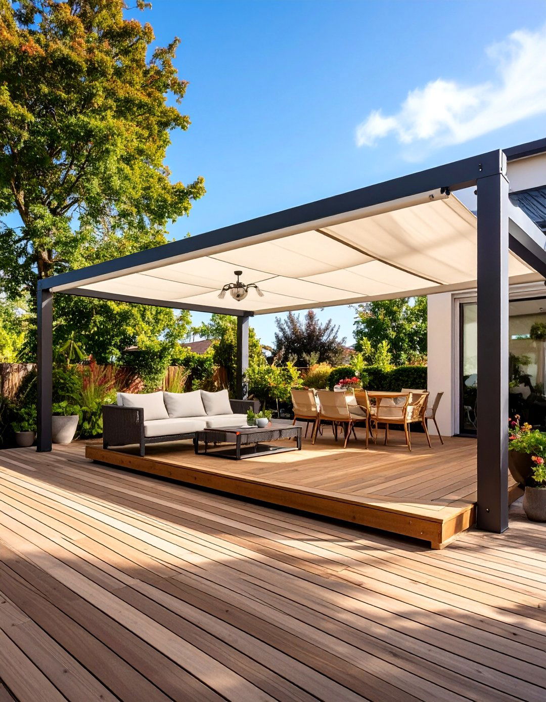 Black Deck with Retractable Shade Systems - 25 Black Deck Ideas