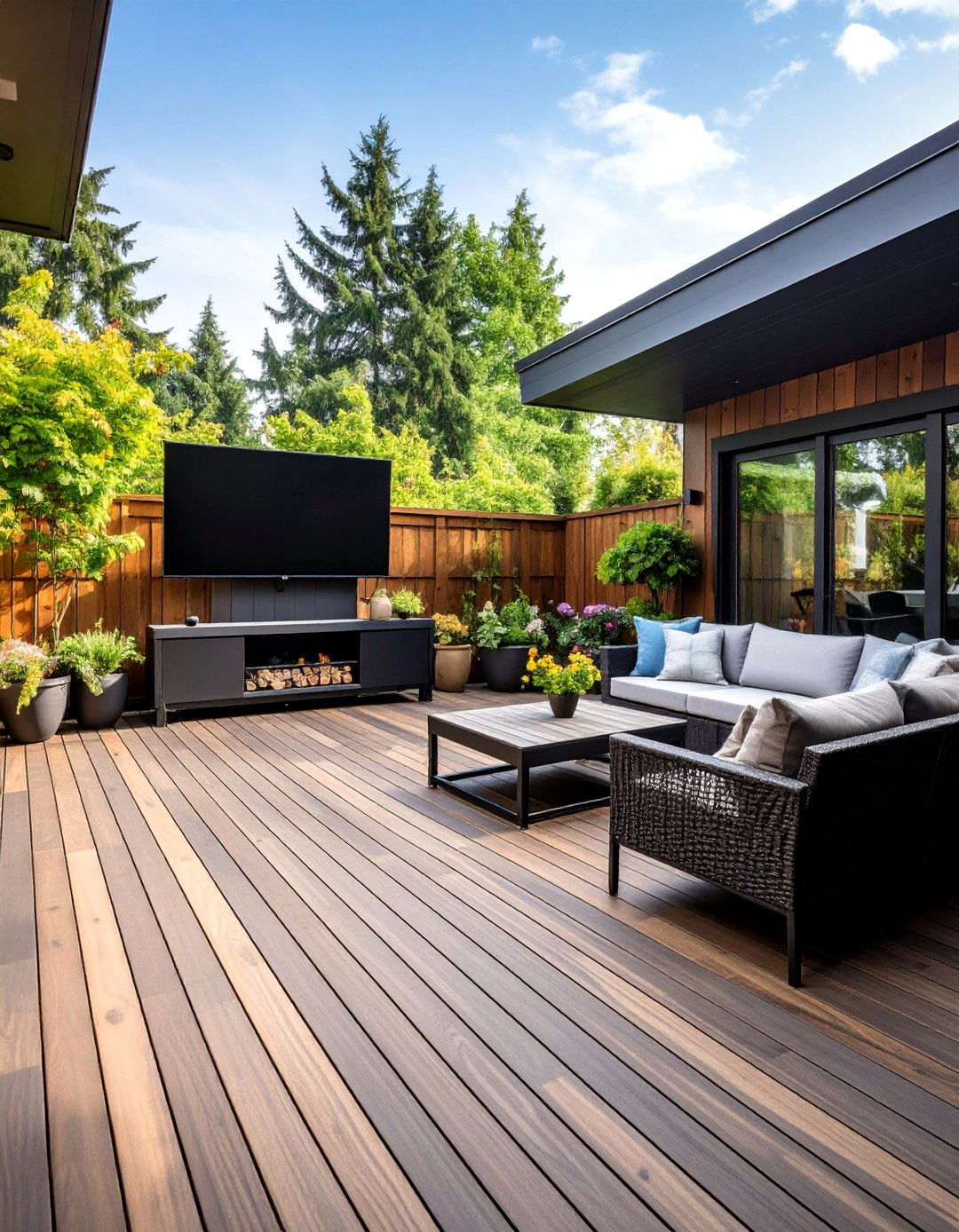 Black Deck with Sports Entertainment Areas - 25 Black Deck Ideas