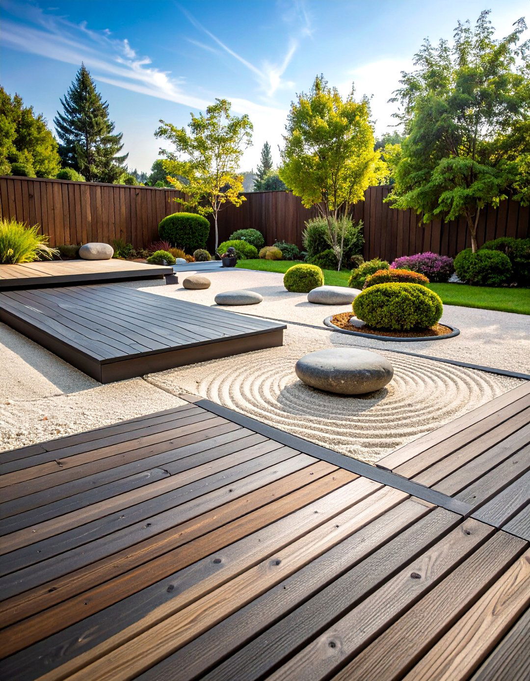 Black Deck with Zen Garden Elements - 25 Black Deck Ideas