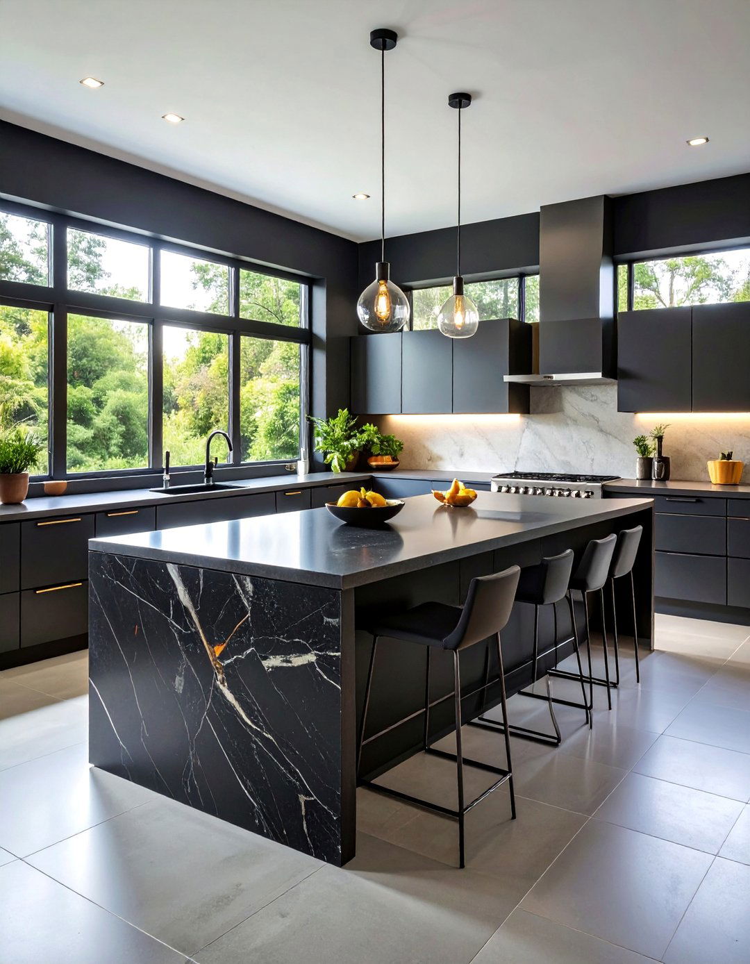 Black Engineered Stone with Recycled Content - 25 Black Kitchen Countertops