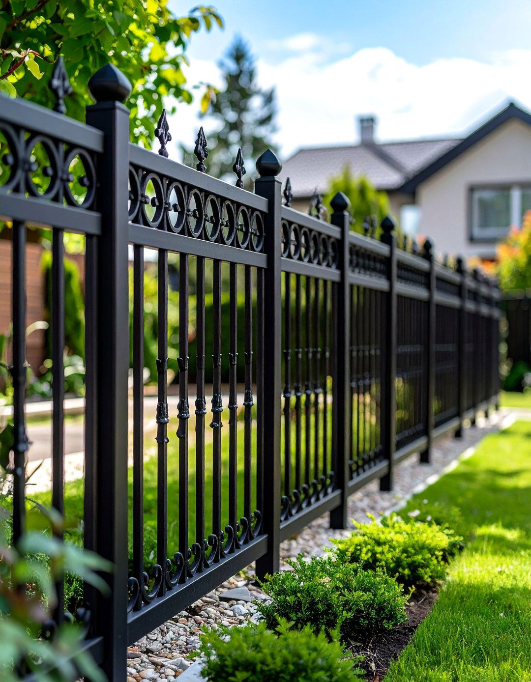 Black Fence with Decorative Metal Inserts - 25 Black Fence Ideas