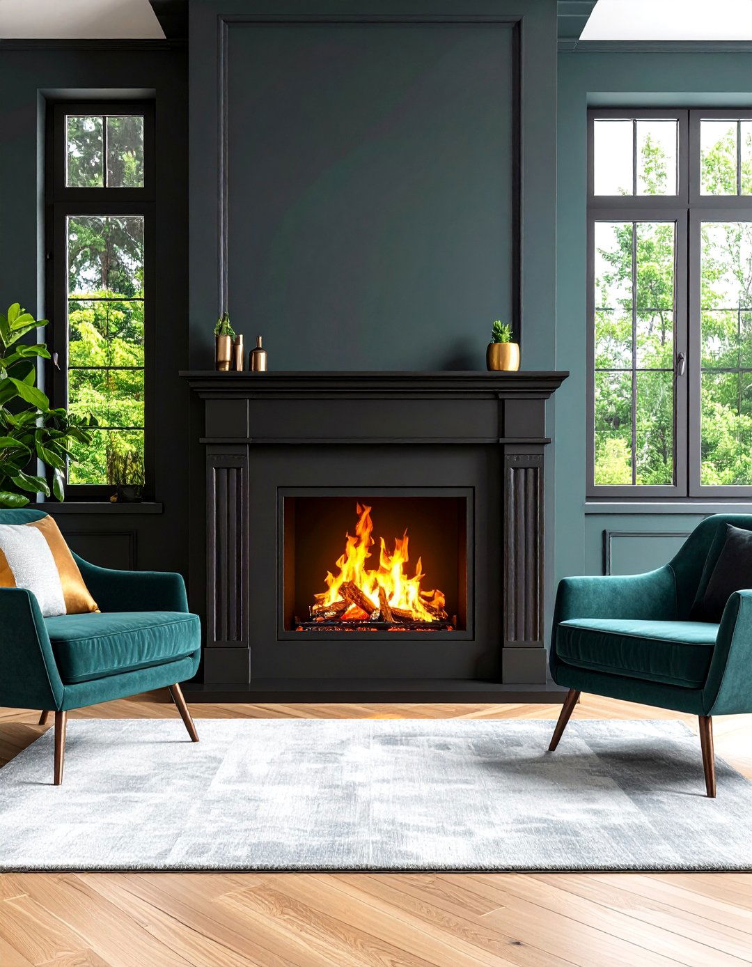 Black Fireplace with Dramatic Impact - 25 Fireplace Paint Ideas