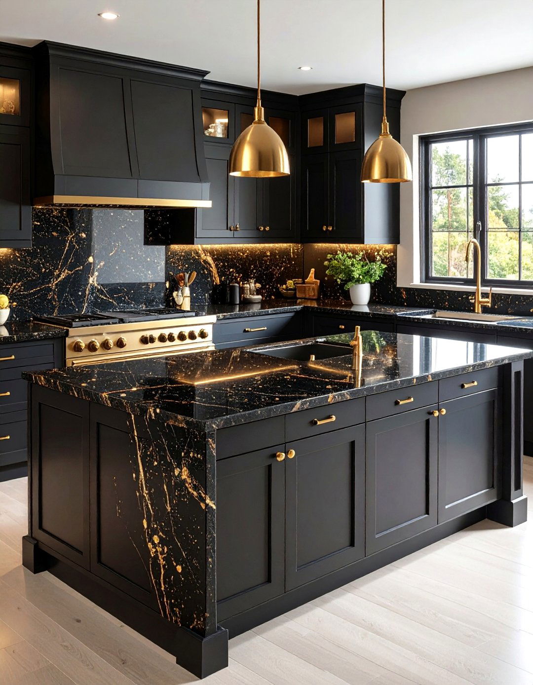 Black Galaxy Granite with Scattered Gold Flecks - 25 Black Kitchen Countertops